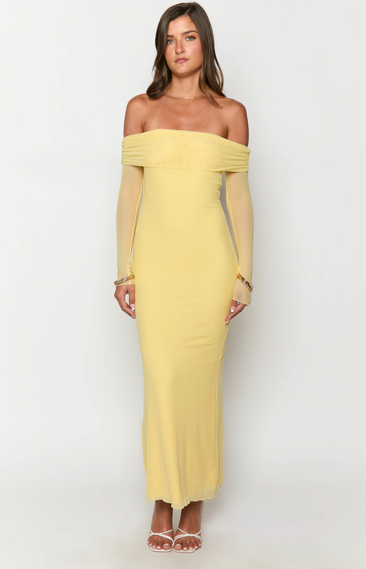 Coraline Yellow Long Sleeve Maxi Dress-Vavasi.All Rights Reserved.