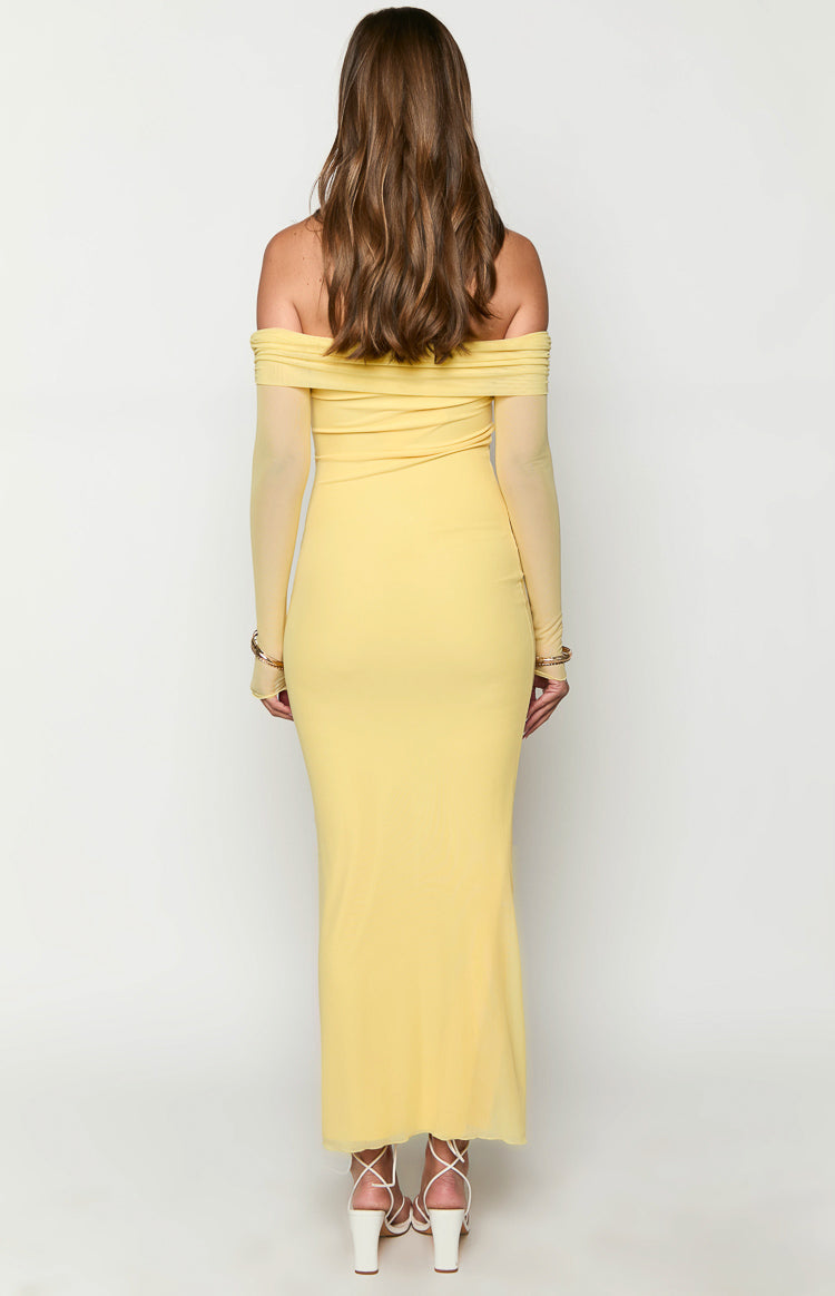 Coraline Yellow Long Sleeve Maxi Dress-Vavasi.All Rights Reserved.