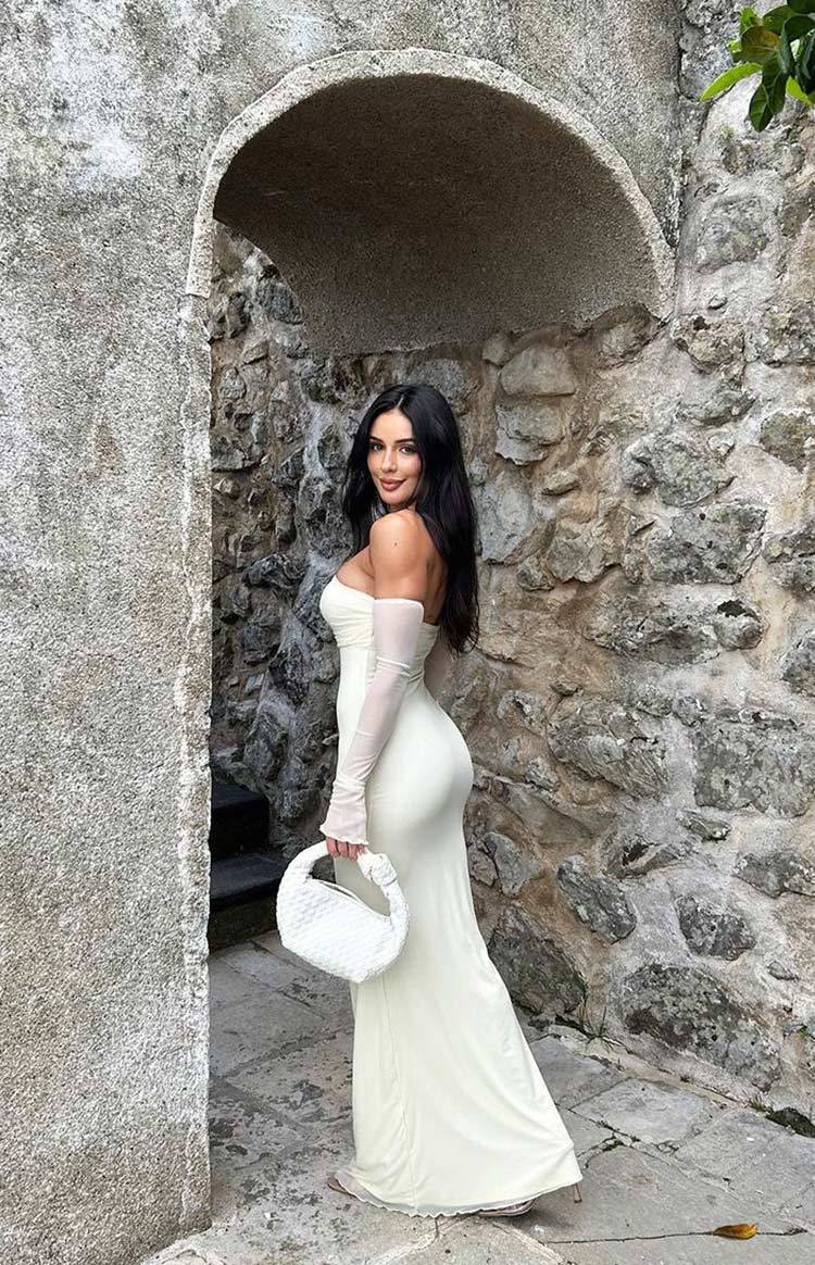 Odette Cream Long Sleeve Formal Maxi Dress-Vavasi.All Rights Reserved.