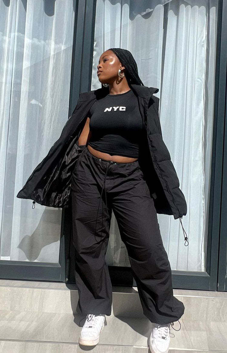 Davina Black Drawcord Pants-Vavasi.All Rights Reserved.