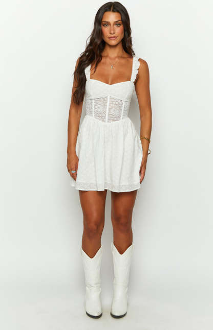 Die For You White Mini Dress-Vavasi.All Rights Reserved.
