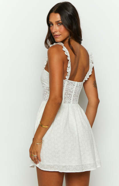 Die For You White Mini Dress-Vavasi.All Rights Reserved.