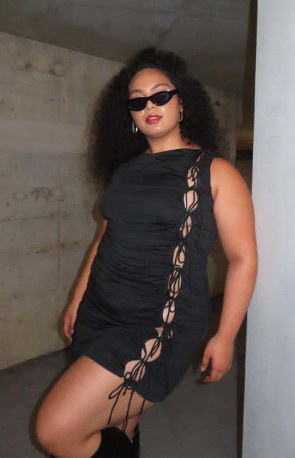 Diva Black Tie Side Mini Dress-Vavasi.All Rights Reserved.