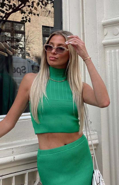 Dominica Green Knit Tank-Vavasi.All Rights Reserved.