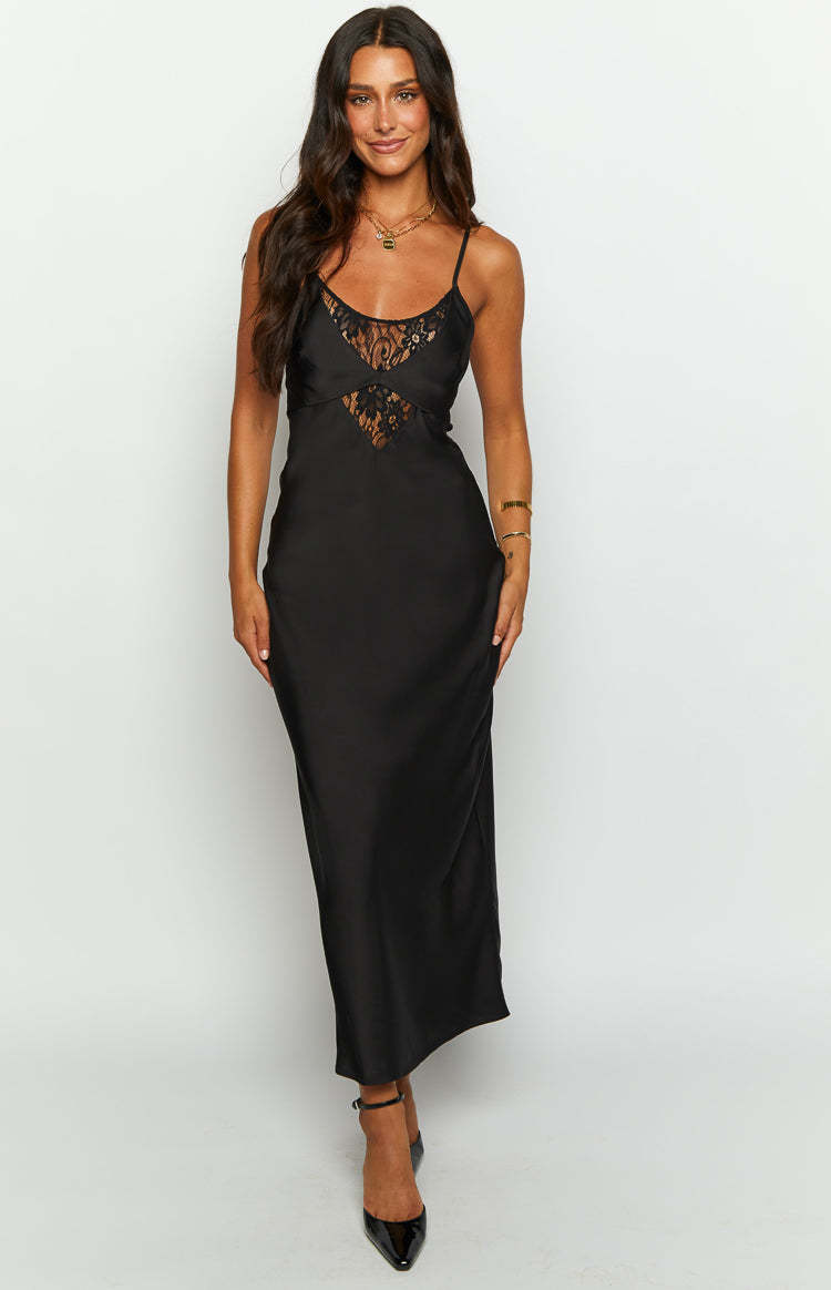 Elery Black Midi Dress-Vavasi.All Rights Reserved.