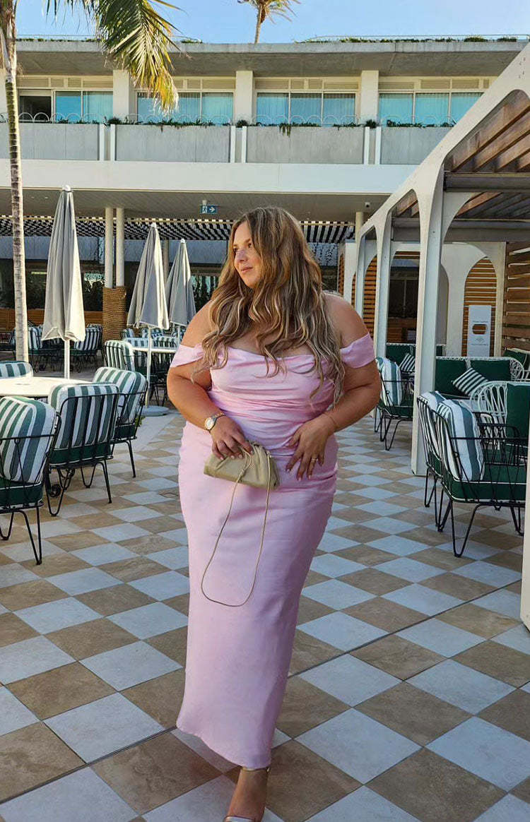 Ella Light Pink Off Shoulder Formal Maxi Dress-Vavasi.All Rights Reserved.