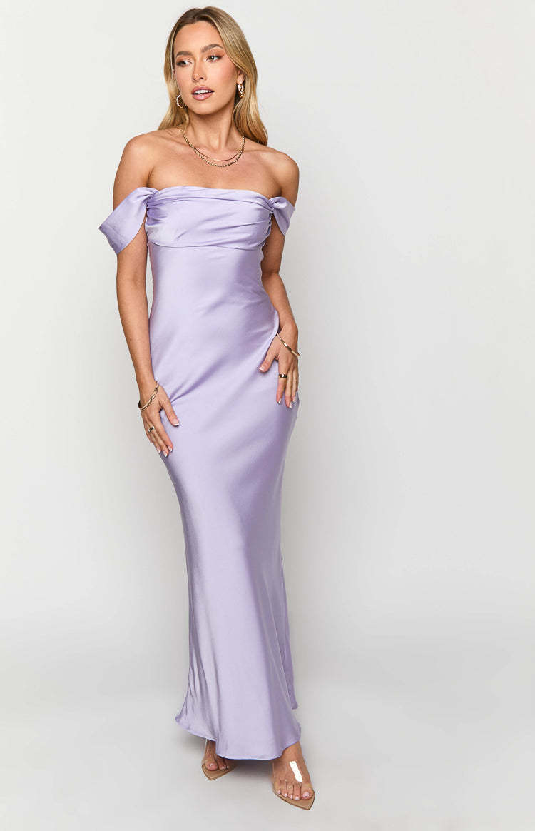 Ella Lilac Off Shoulder Maxi Formal Dress-Vavasi.All Rights Reserved.