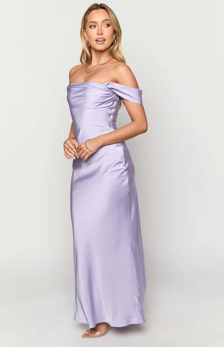 Ella Lilac Off Shoulder Maxi Formal Dress-Vavasi.All Rights Reserved.