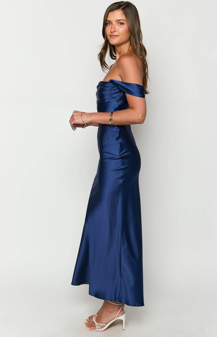 Ella Navy Off Shoulder Formal Maxi Dress-Vavasi.All Rights Reserved.