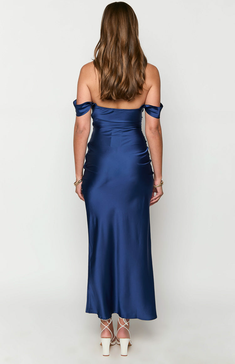 Ella Navy Off Shoulder Formal Maxi Dress-Vavasi.All Rights Reserved.