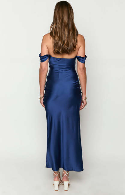 Ella Navy Off Shoulder Formal Maxi Dress-Vavasi.All Rights Reserved.