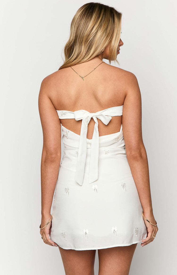 Ellie White Embellished Strapless Mini Dress-Vavasi.All Rights Reserved.