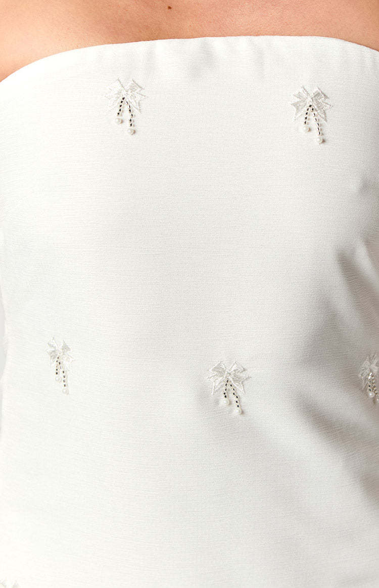 Ellie White Embellished Strapless Mini Dress-Vavasi.All Rights Reserved.