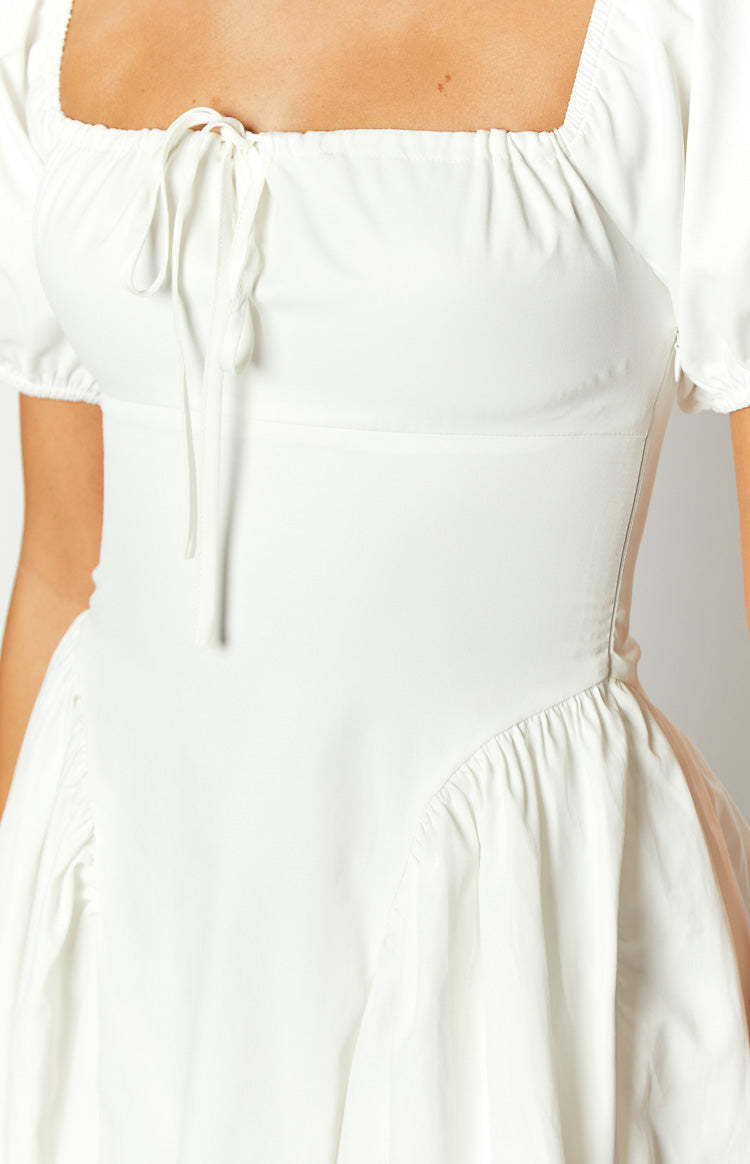 Emma White Puff Sleeve Mini Dress-Vavasi.All Rights Reserved.