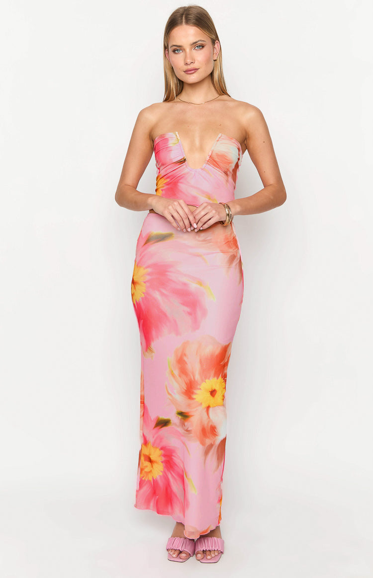 Esha Pink Floral Maxi Skirt-Vavasi.All Rights Reserved.