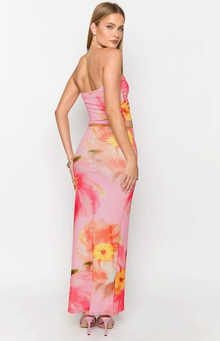Esha Pink Floral Maxi Skirt-Vavasi.All Rights Reserved.