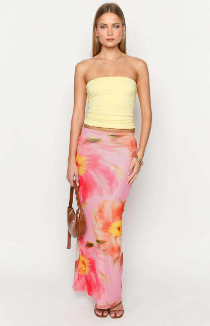 Esha Pink Floral Maxi Skirt-Vavasi.All Rights Reserved.