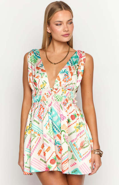 Genovia Dolce Vita Print Mini Dress-Vavasi.All Rights Reserved.