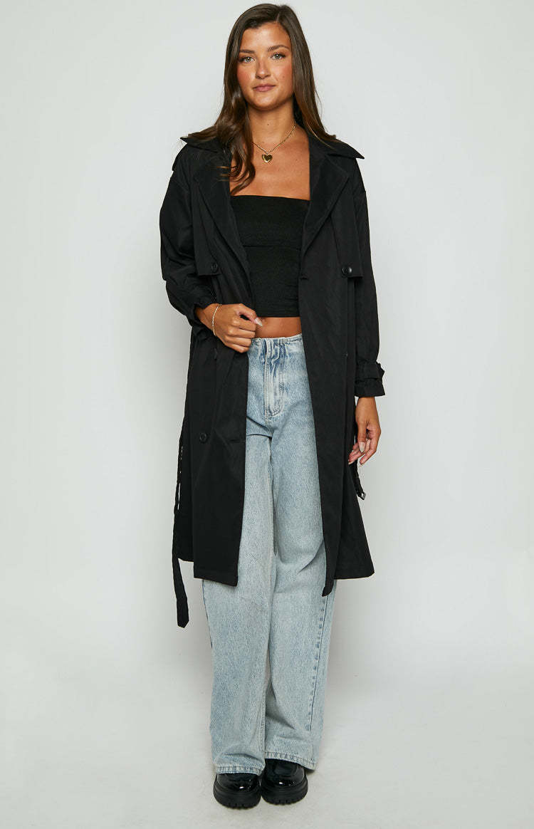 Giselle Black Trench Coat-Vavasi.All Rights Reserved.