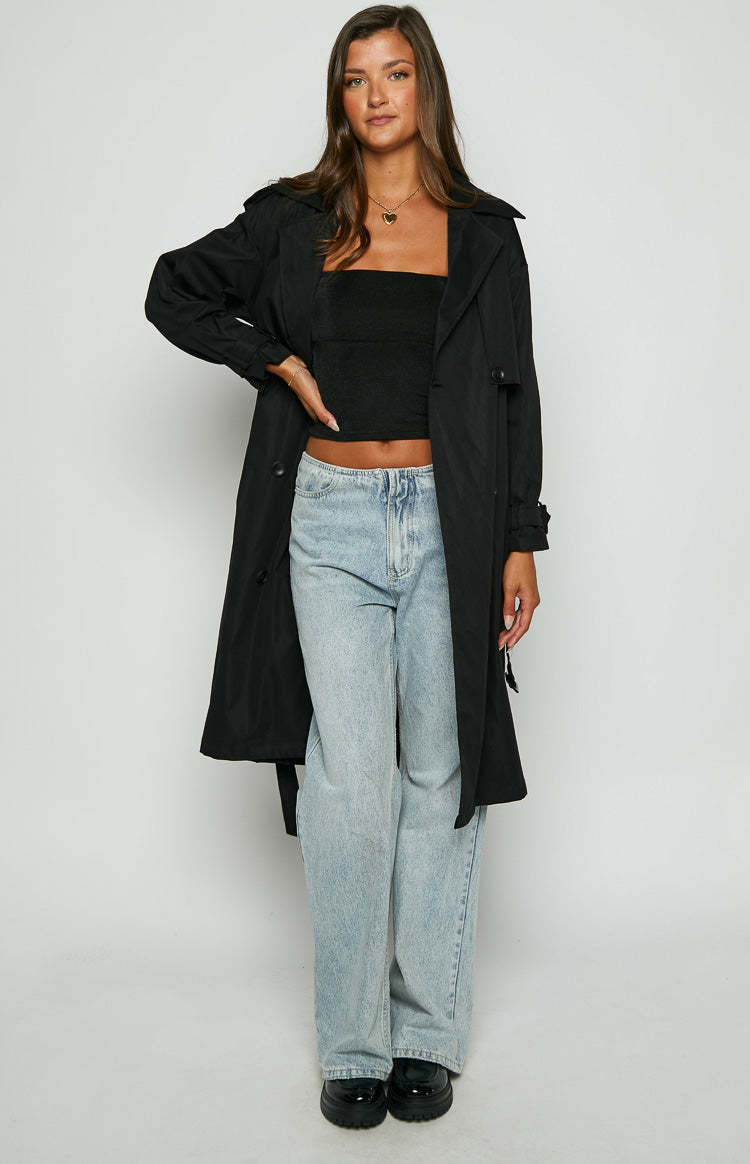 Giselle Black Trench Coat-Vavasi.All Rights Reserved.
