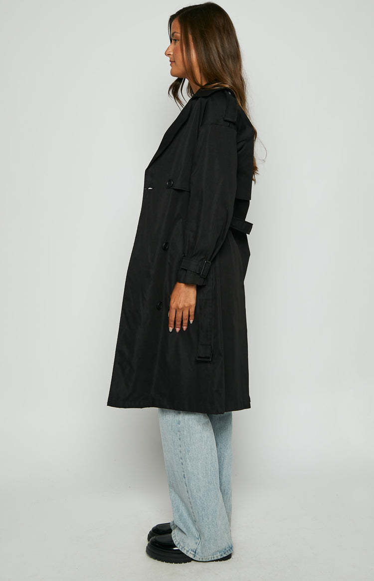 Giselle Black Trench Coat-Vavasi.All Rights Reserved.