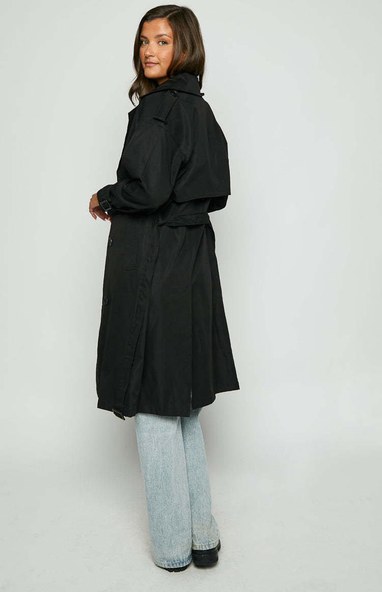 Giselle Black Trench Coat-Vavasi.All Rights Reserved.