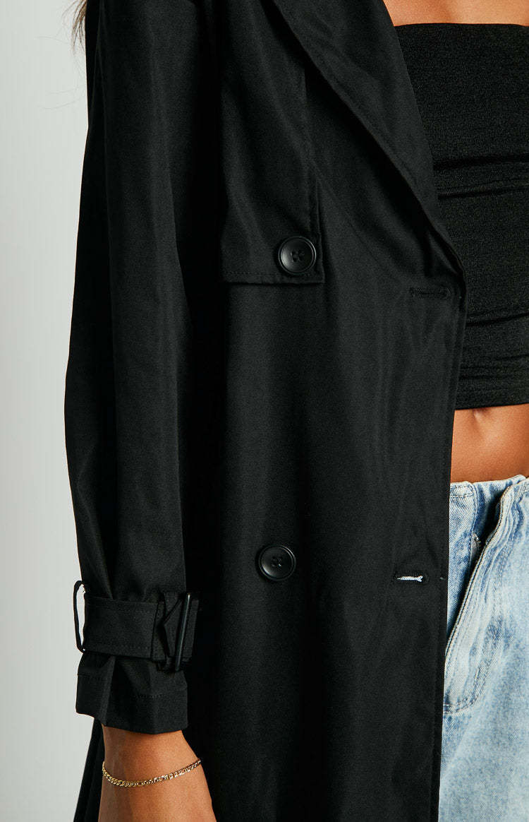Giselle Black Trench Coat-Vavasi.All Rights Reserved.