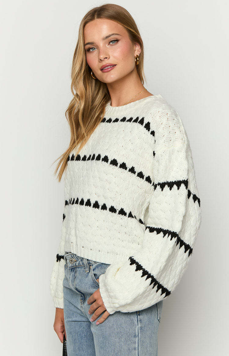 Holly White Heart Stripe Sweater-Vavasi.All Rights Reserved.