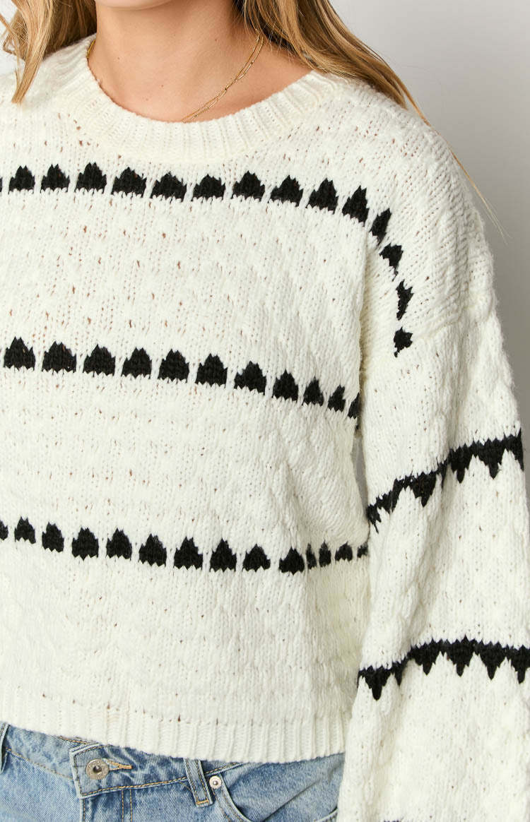 Holly White Heart Stripe Sweater-Vavasi.All Rights Reserved.