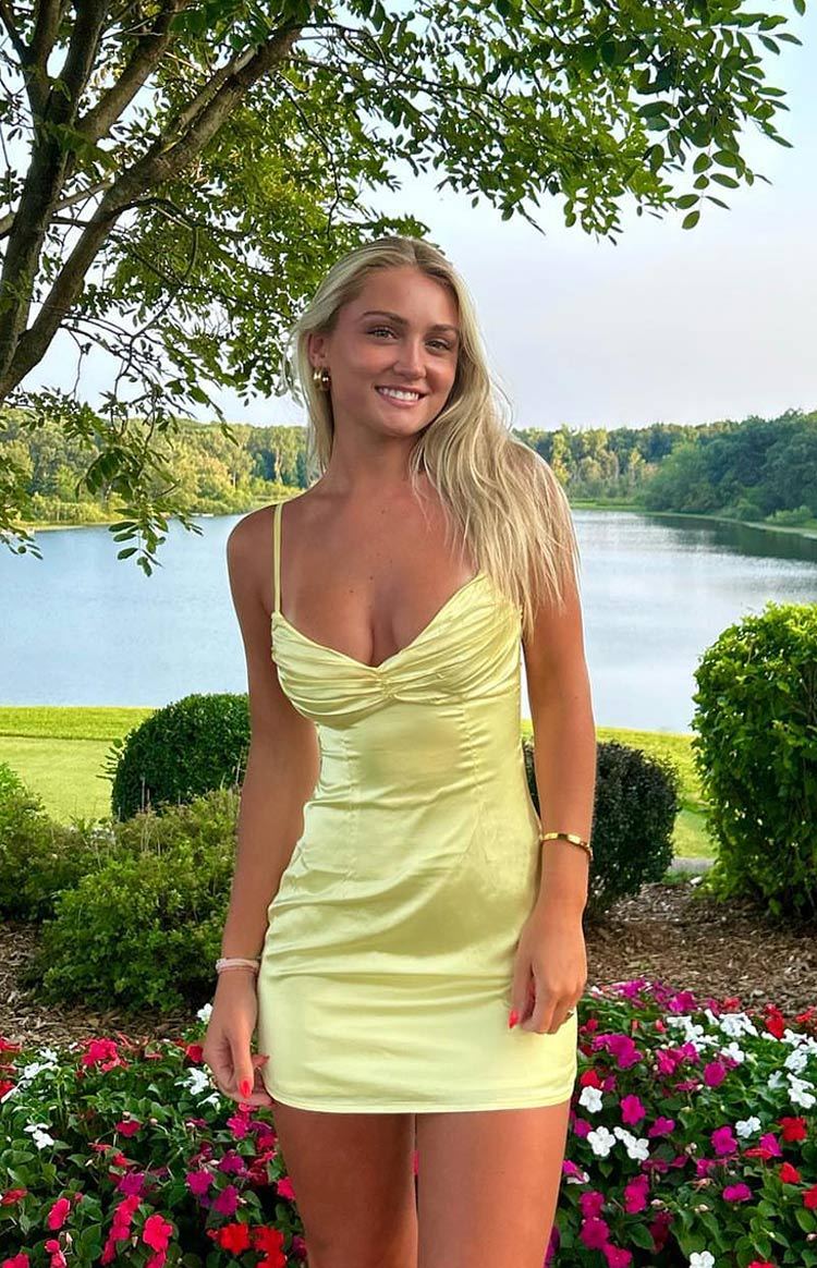Honey Yellow Mini Dress-Vavasi.All Rights Reserved.