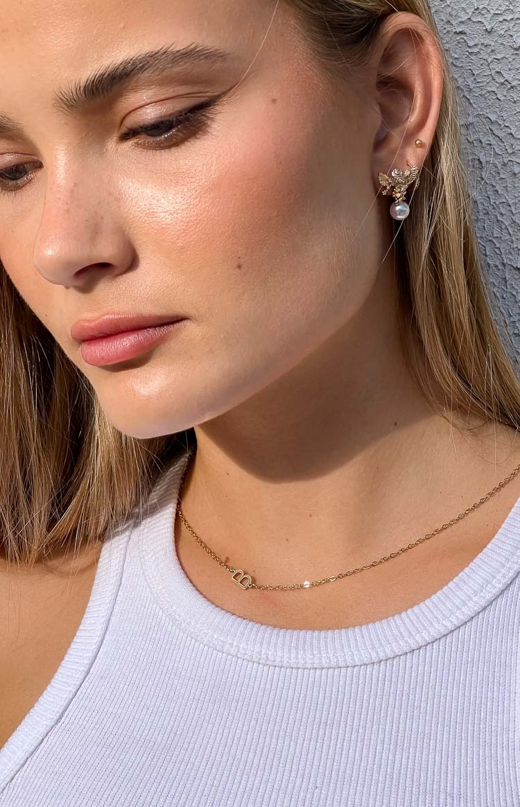 Icy Elegance Gold Stainless Steel Initial Necklace-Vavasi.All Rights Reserved.