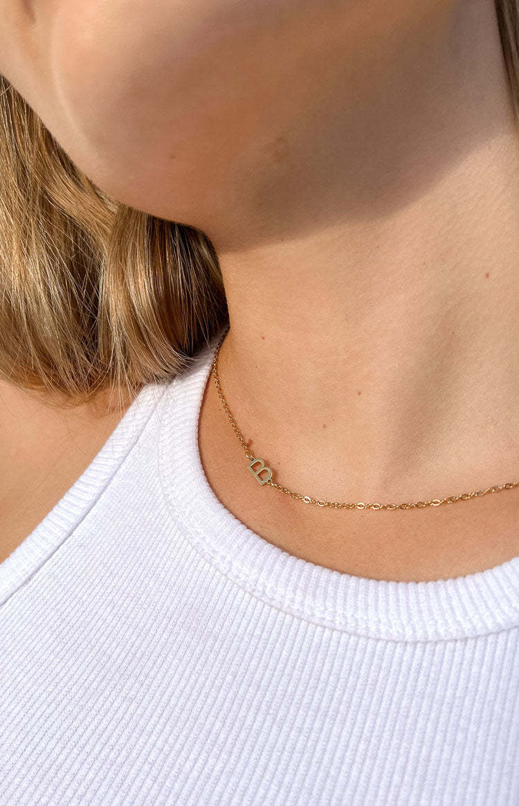 Icy Elegance Gold Stainless Steel Initial Necklace-Vavasi.All Rights Reserved.