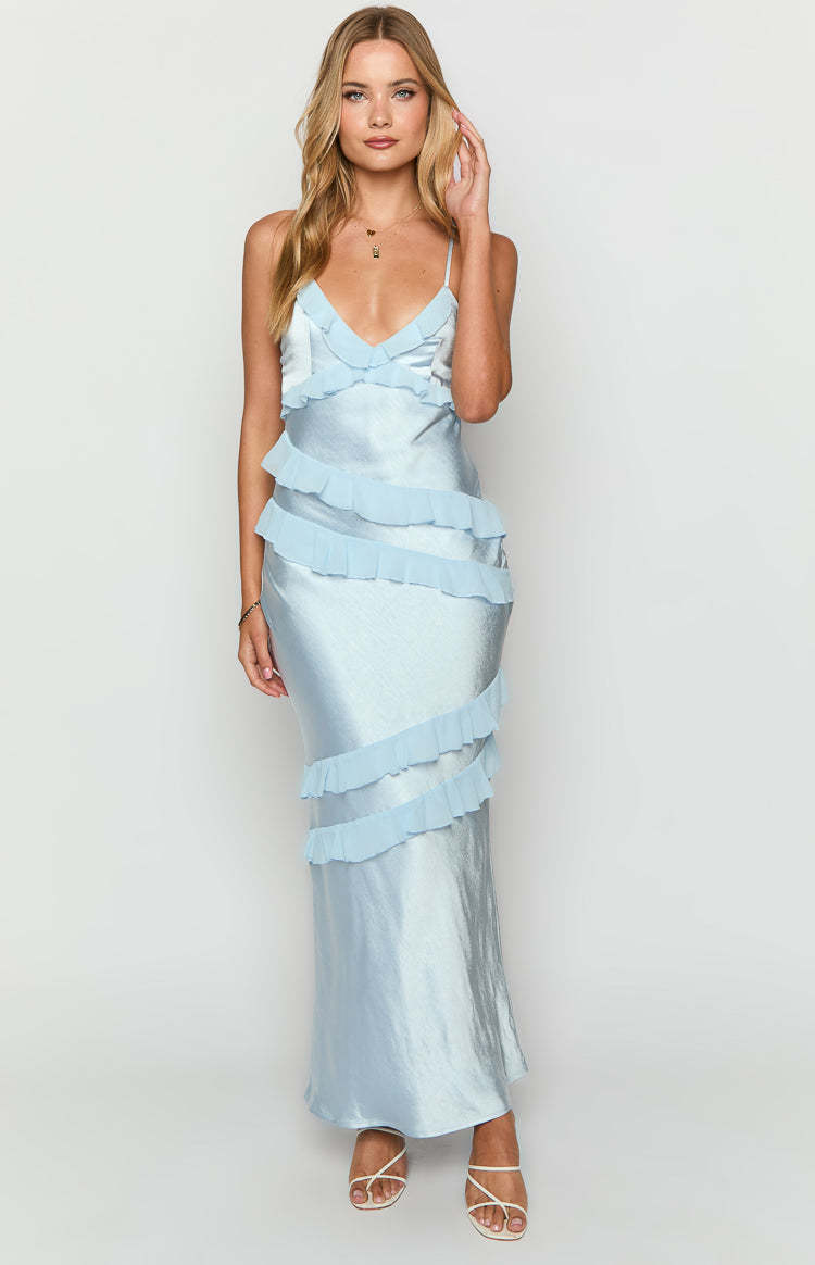 Inara Blue Ruffle Maxi Dress-Vavasi.All Rights Reserved.