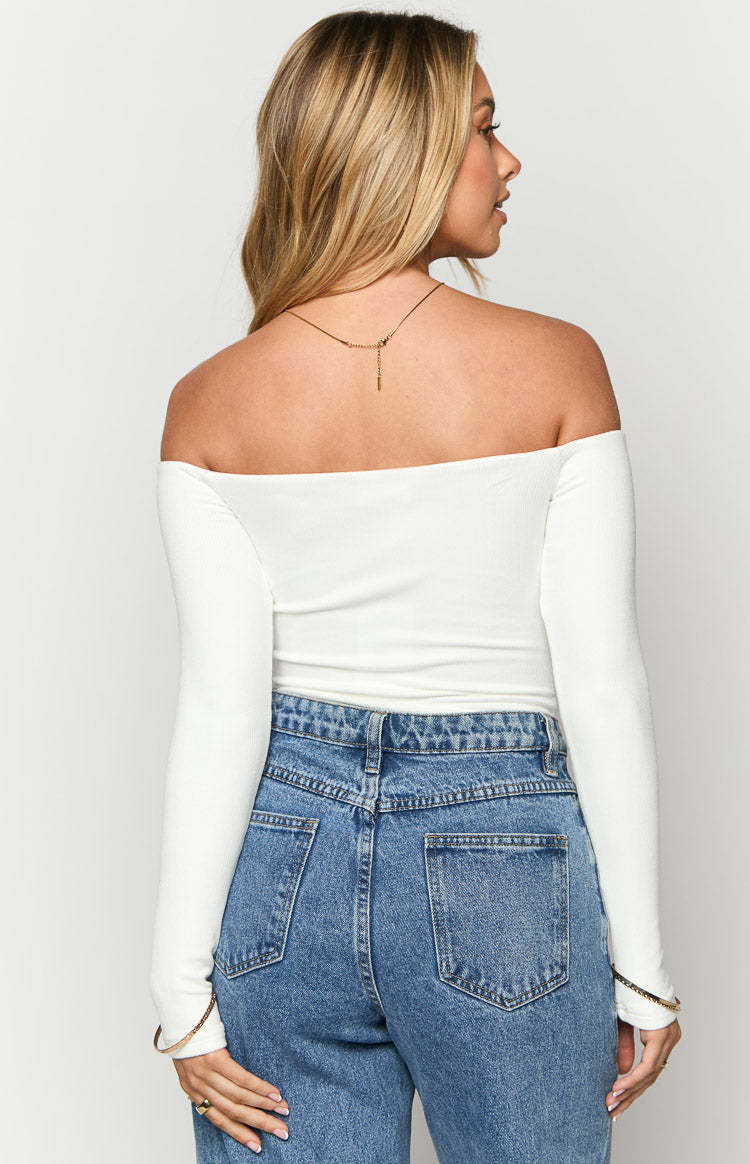 Intan White Off the Shoulder Bodysuit-Vavasi.All Rights Reserved.