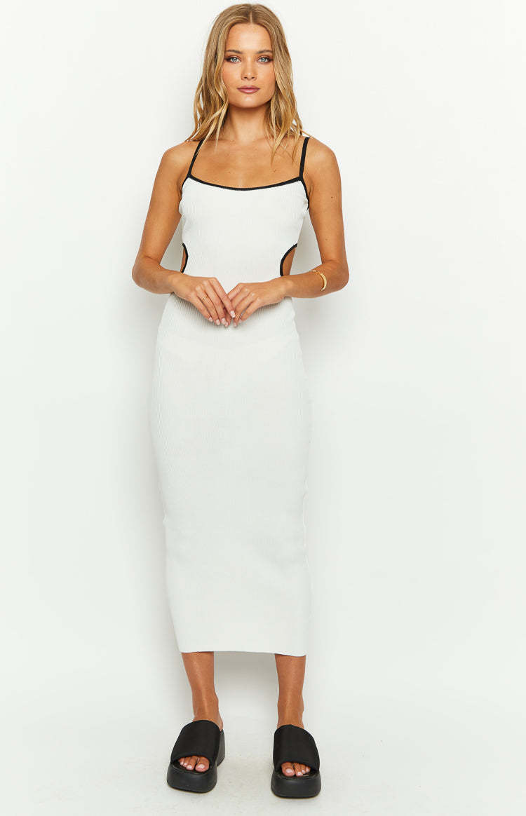 Jaelynn White Knit Maxi Dress-Vavasi.All Rights Reserved.