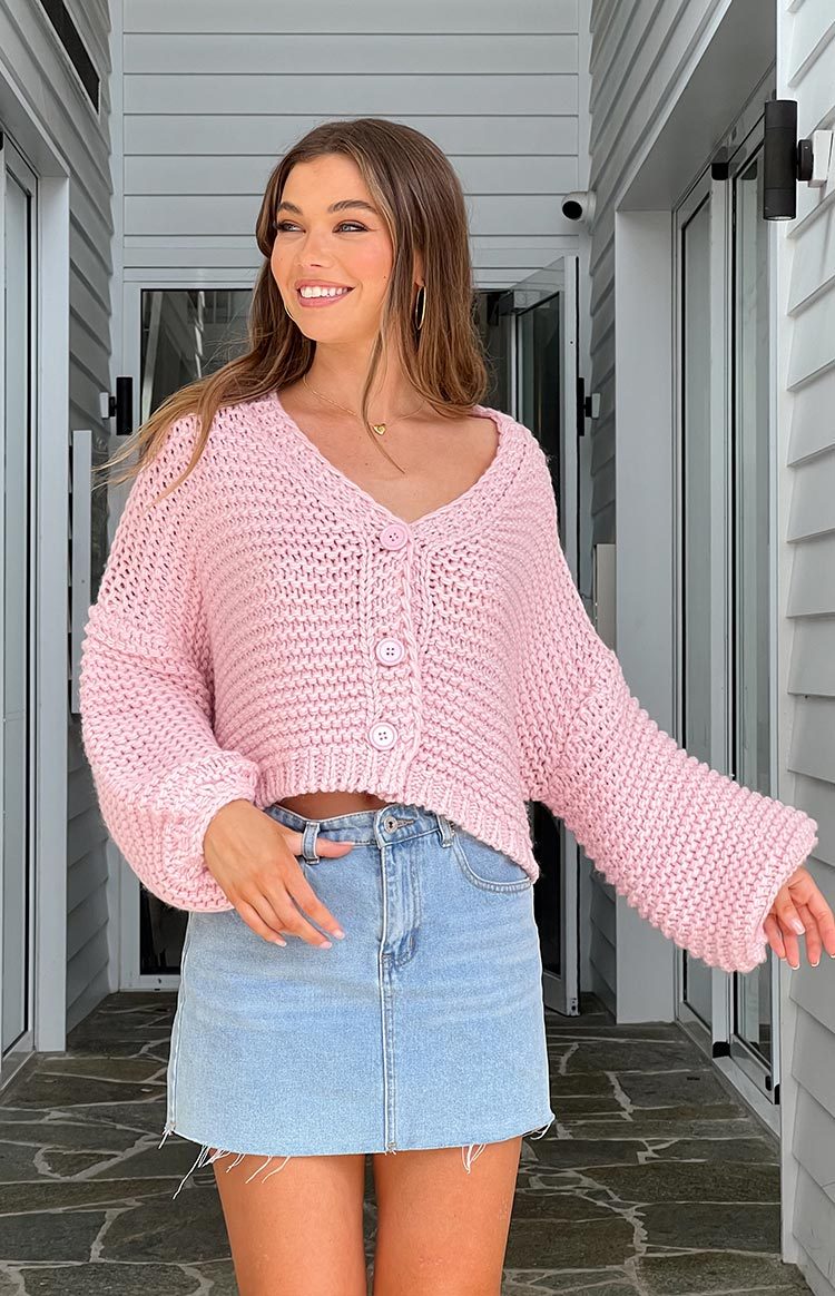 Jen Light Pink Knit Cardigan-Vavasi.All Rights Reserved.