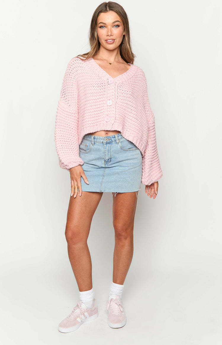 Jen Light Pink Knit Cardigan-Vavasi.All Rights Reserved.