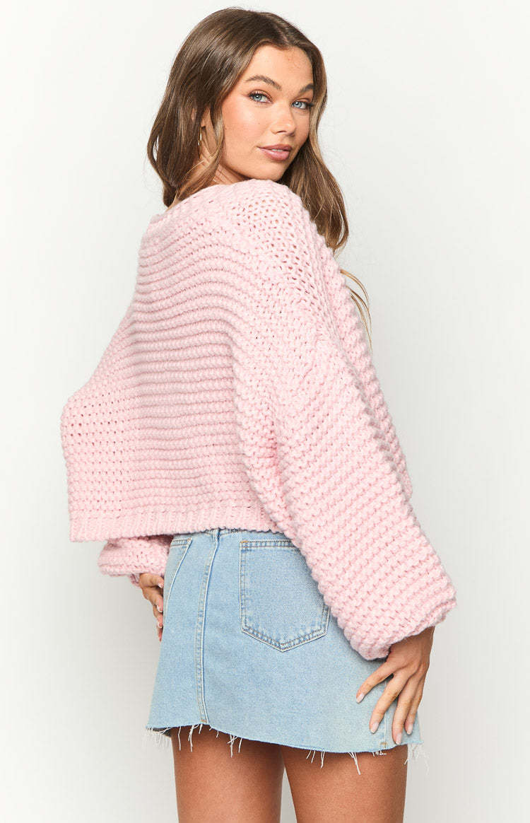 Jen Light Pink Knit Cardigan-Vavasi.All Rights Reserved.