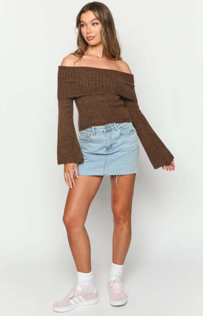 Joey Brown Off Shoulder Sweater-Vavasi.All Rights Reserved.