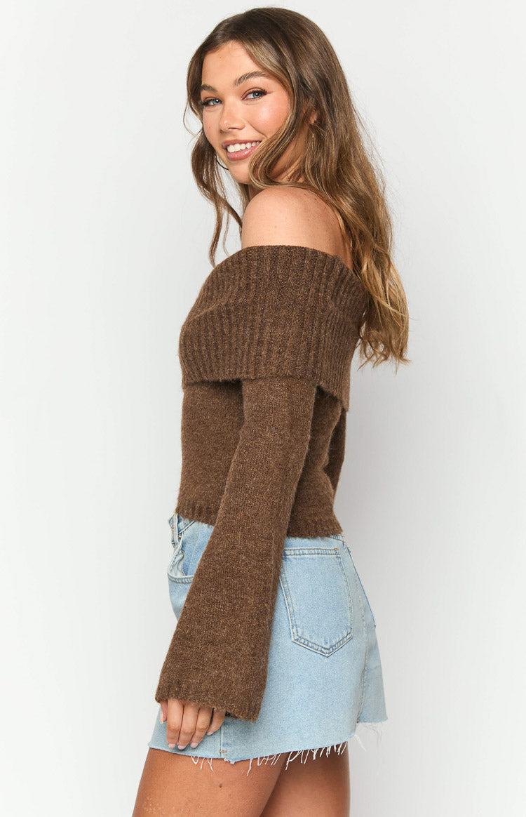 Joey Brown Off Shoulder Sweater-Vavasi.All Rights Reserved.
