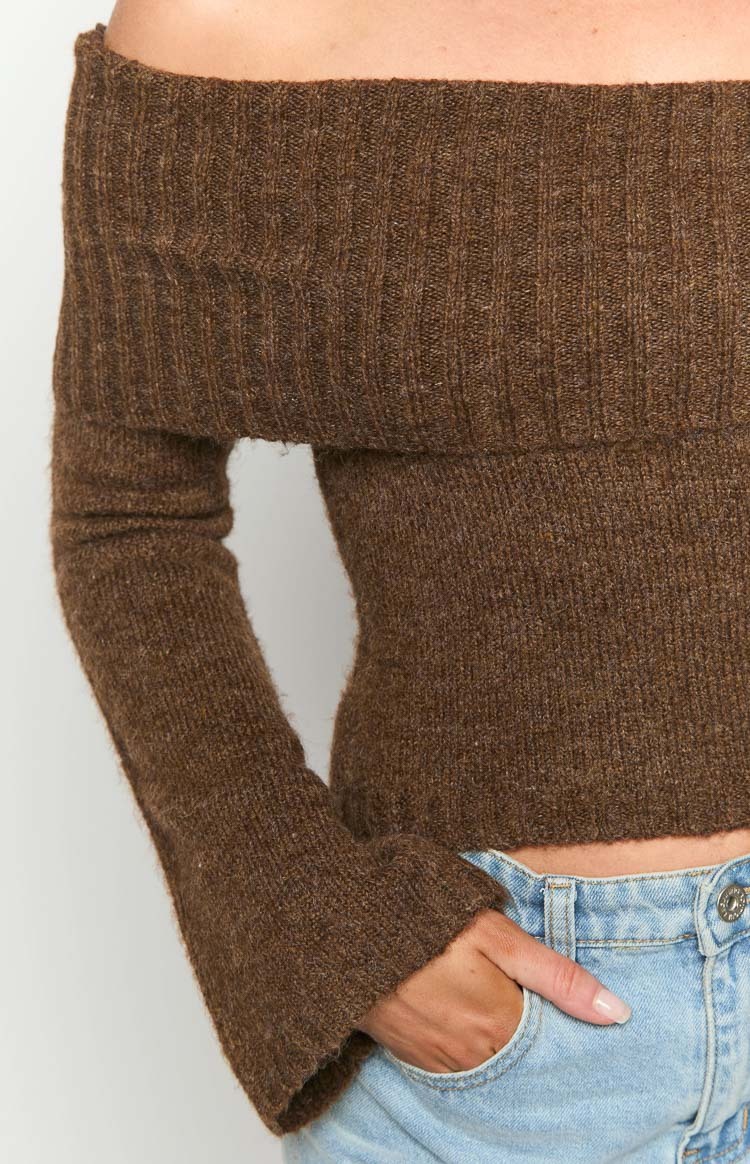 Joey Brown Off Shoulder Sweater-Vavasi.All Rights Reserved.