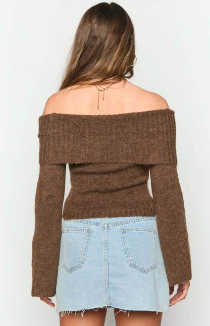 Joey Brown Off Shoulder Sweater-Vavasi.All Rights Reserved.