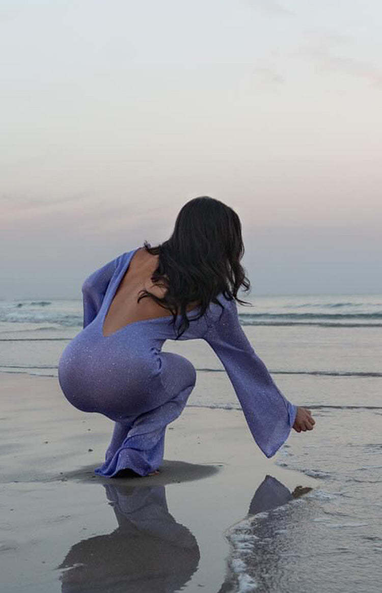 Kendrick Purple Sequin Knit Long Sleeve Maxi Dress-Vavasi.All Rights Reserved.