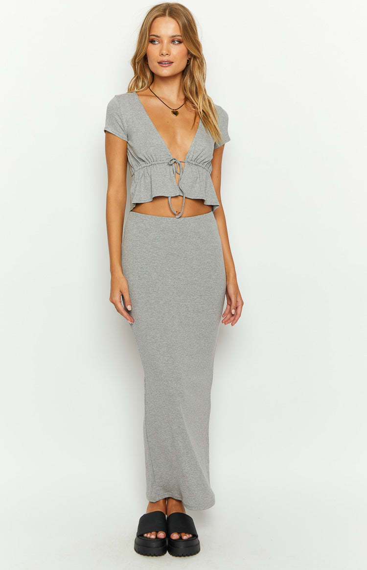 Kirra Grey Maxi Skirt-Vavasi.All Rights Reserved.