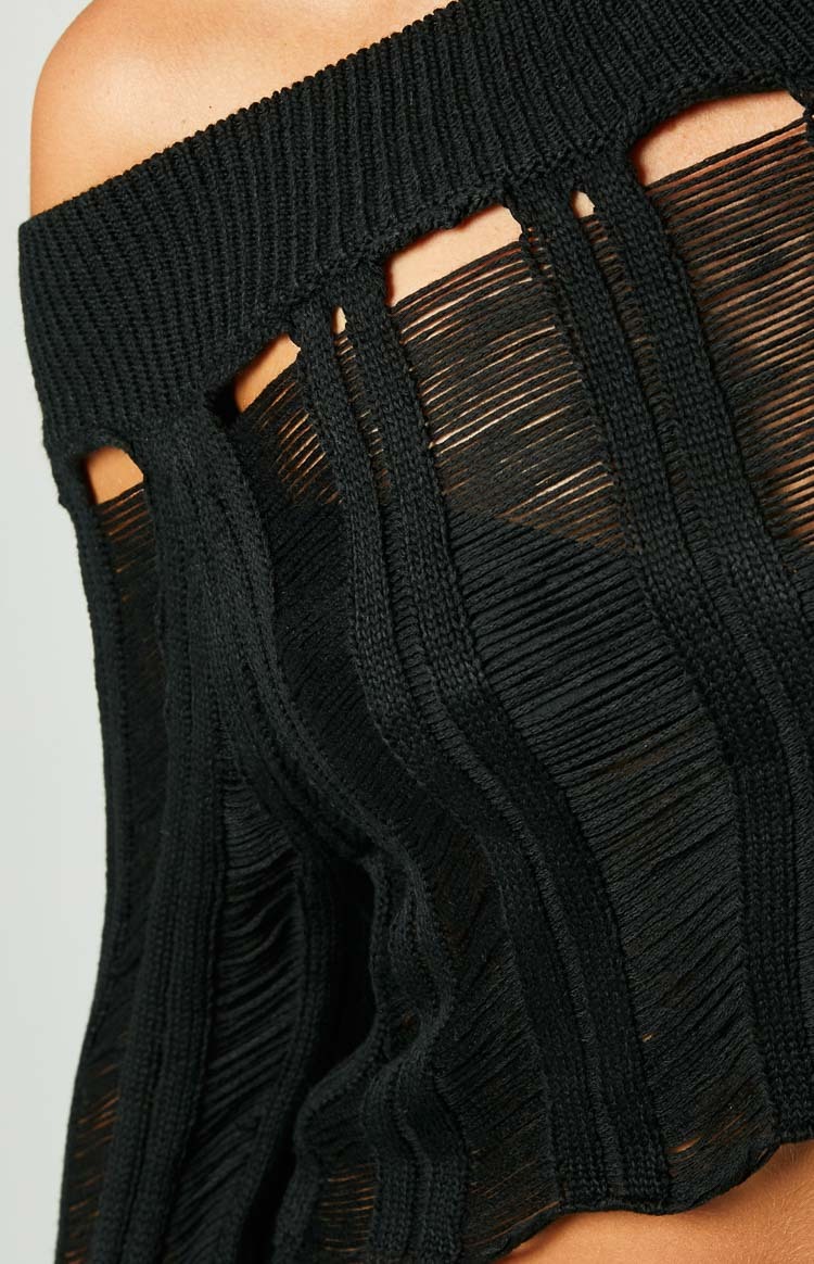 Lennox Black Ladder Knit Top-Vavasi.All Rights Reserved.