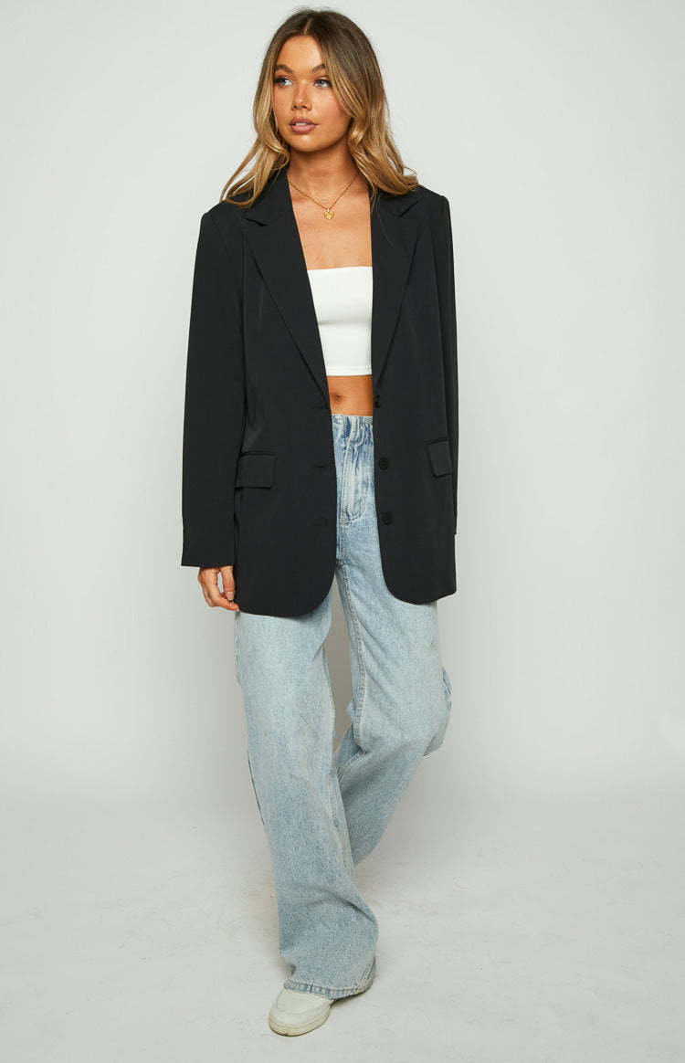 Logan Black Oversized Blazer-Vavasi.All Rights Reserved.
