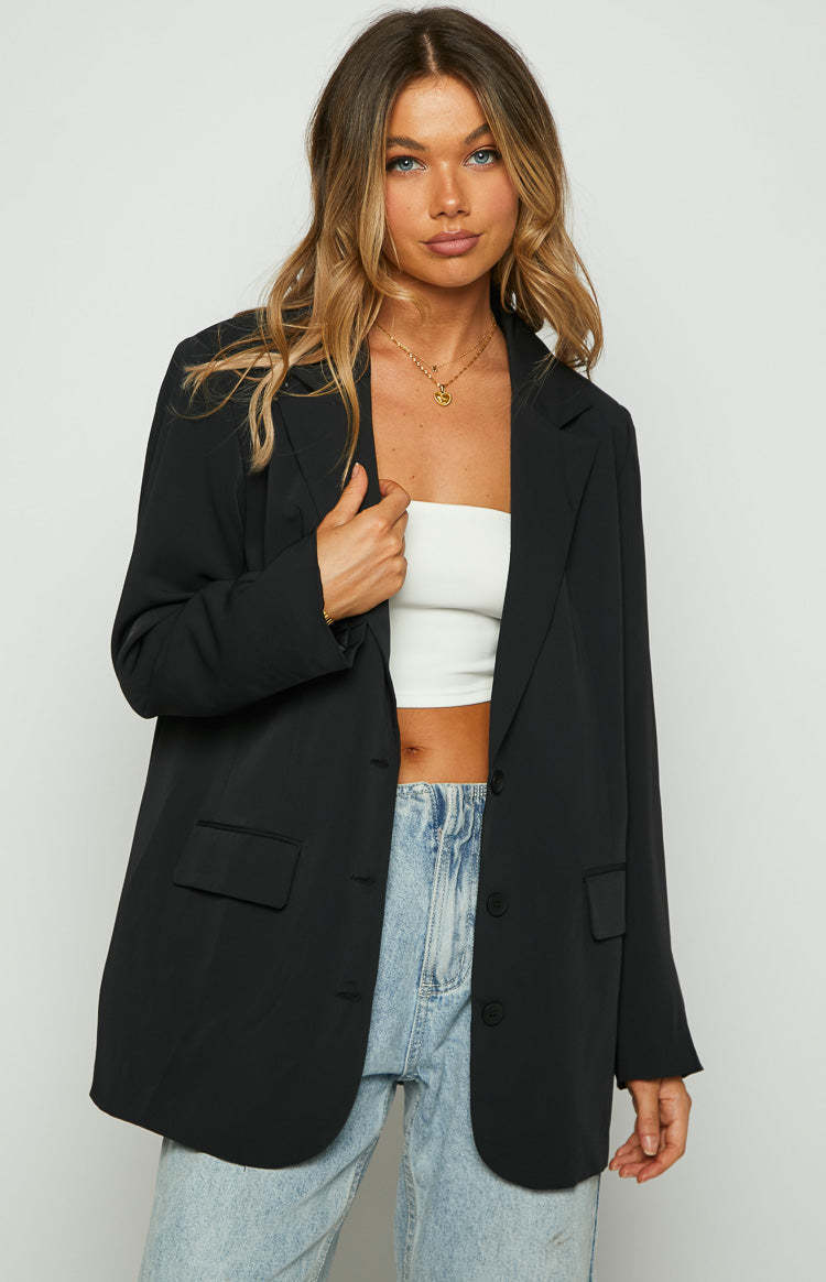 Logan Black Oversized Blazer-Vavasi.All Rights Reserved.