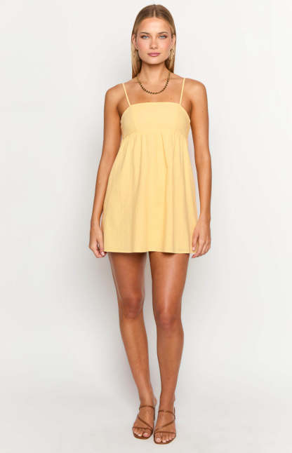 Lotus Love Affair Yellow Mini Dress-Vavasi.All Rights Reserved.