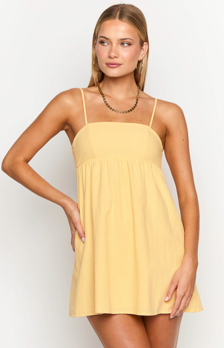 Lotus Love Affair Yellow Mini Dress-Vavasi.All Rights Reserved.