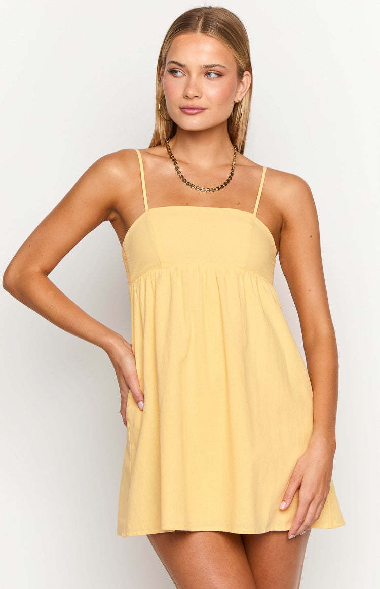 Lotus Love Affair Yellow Mini Dress-Vavasi.All Rights Reserved.